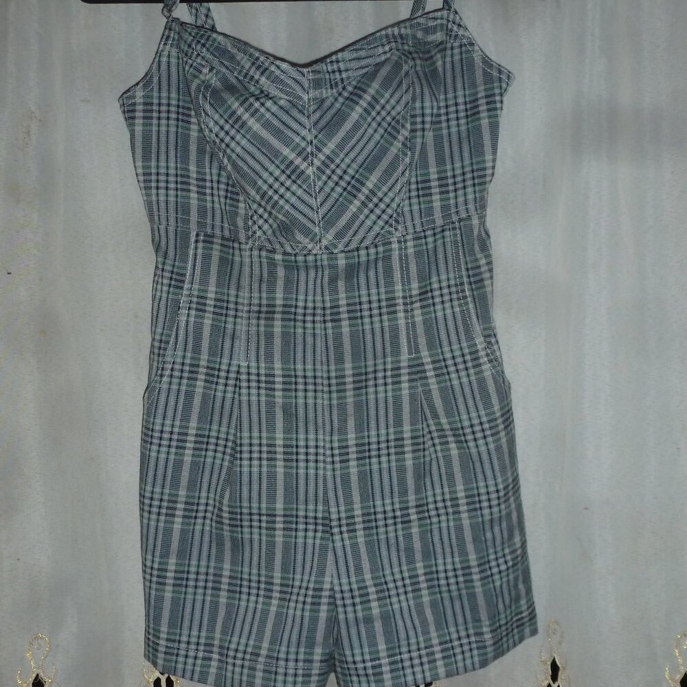 Urban Outfitters Isaac Plaid  Fitted Romper w/ tie back Sz M